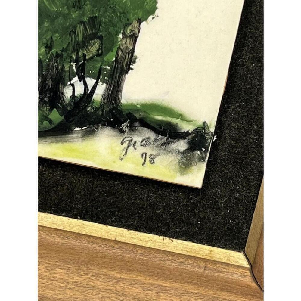 Vintage 1978 Signed By Clyde E. Gray Framed Painting On Porcelain Tiles BEAUTY - Picture 4 of 6